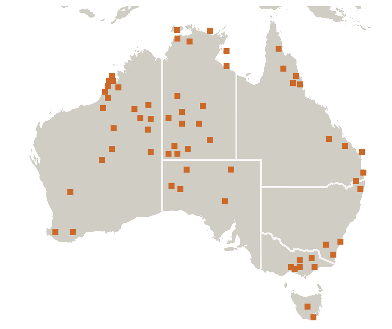 map of Australian Indigenous Partners